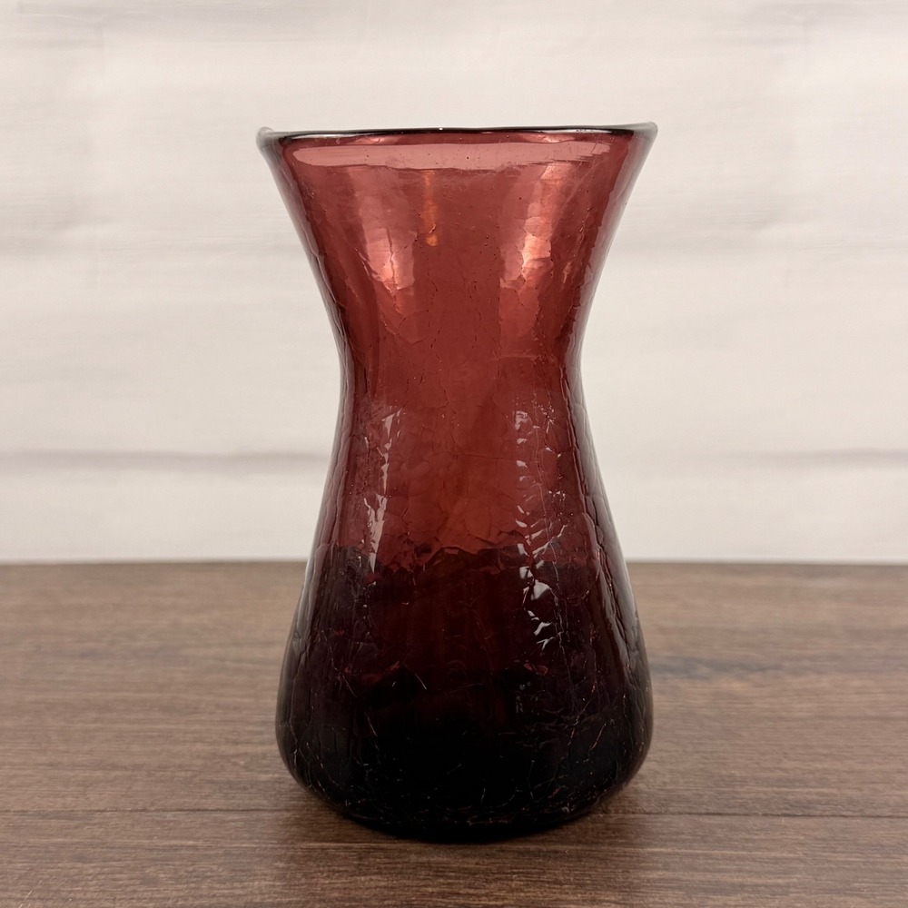 Blenko CM-4 Amethyst Crackle Mini Vase 1955-56 Mid Century Glass